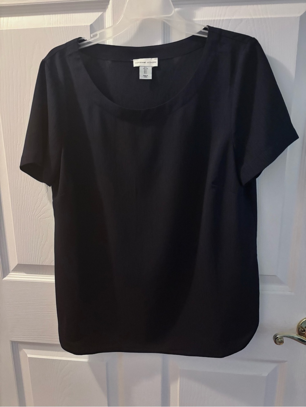Navy Blue Adrienne Vitta Dini Scoop Neck Short Sleeve Top